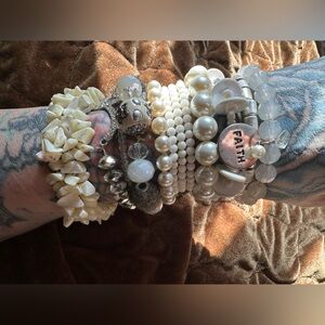 Stacked Pearl & Crystal Bracelet set of 11 3 for $15 or 4 for $20